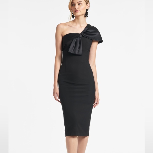 Sachin + Babi Dresses & Skirts - SACHIN & BABI Sandra black midi dress with one shoulder bow detail 6 NWT